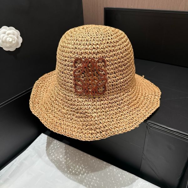 

Sun Hat Hats Designers Women Woven Grass Wide Brim Fisherman Hat Bucket Hat Designer Bucket Hat Chapeau Breathable Sunscreen Large Brim Beach Vacation, Gold