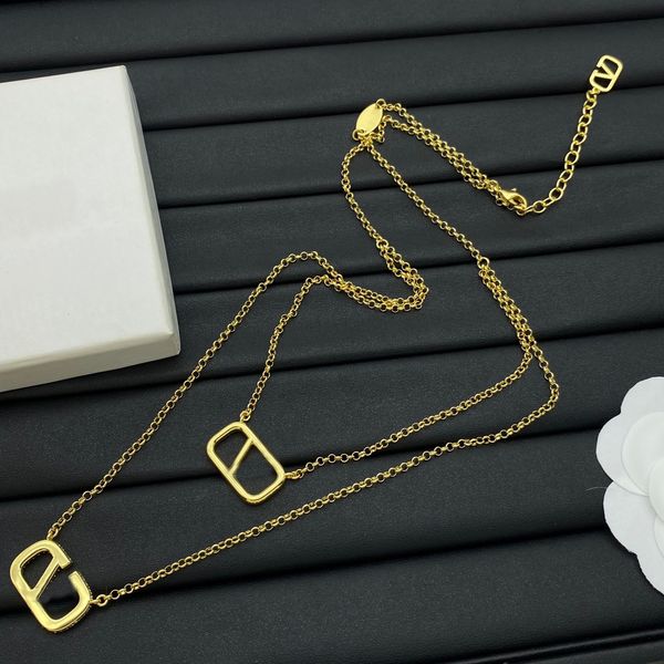 

Designer Necklace Letter Pendant High Quality Gold Choker Chain Crystal Pearl Necklace Wedding Jewelry Gift with Box