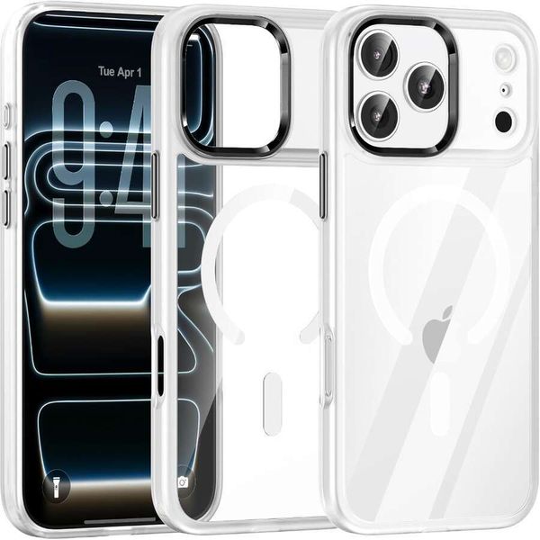 Magnetic Case for iPhone 15 16 Pro Max, MagSafe Compatible, Military Grade Shockproof Clear Hard Back & Soft TPU Bumper