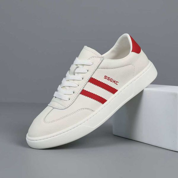 

Fashion Two Stripe White Sneakers for Men Women Teens Men Casual Sports Shoes Comfortable Leather Casual Shoes Lightweight Walking Shoes for Daily Wear, Red