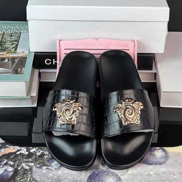 

Women and Man sandals Designer sandals Flat bottom slipper platform casual beach Leather shoes summer sandal famous outdoor lovers01, Navy