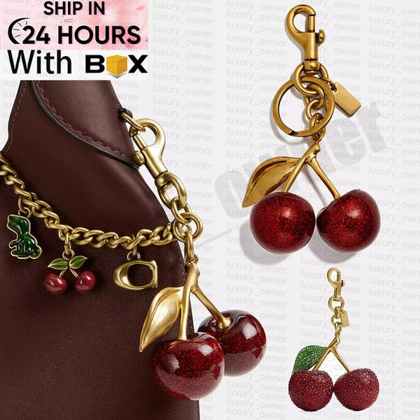 

Cherry Bag Charm Women Key Rings keychain Retro-Cool Cherry Motif In Glittery Resin Clip it To Favorite Bag Set of Keys For Refreshing Style key chain Lanyards