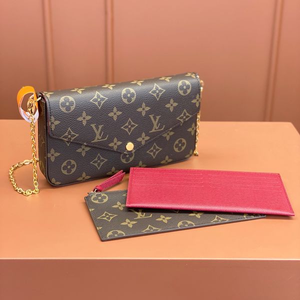 

2026 Luxurys bags Designer Tote Bags Women Crossbody Leather Purse Fashion Flower Lady 3 Multi FELICIE POCHETTE Chain Shoulder Bag ladies Handbag Wallet, L-9