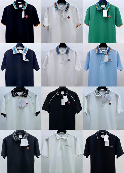 

Paris Knit Pique Polo Shirt Three-button Placket Cotton Men Designer Polos Luxury Summer Short Sleeve Shirts, White