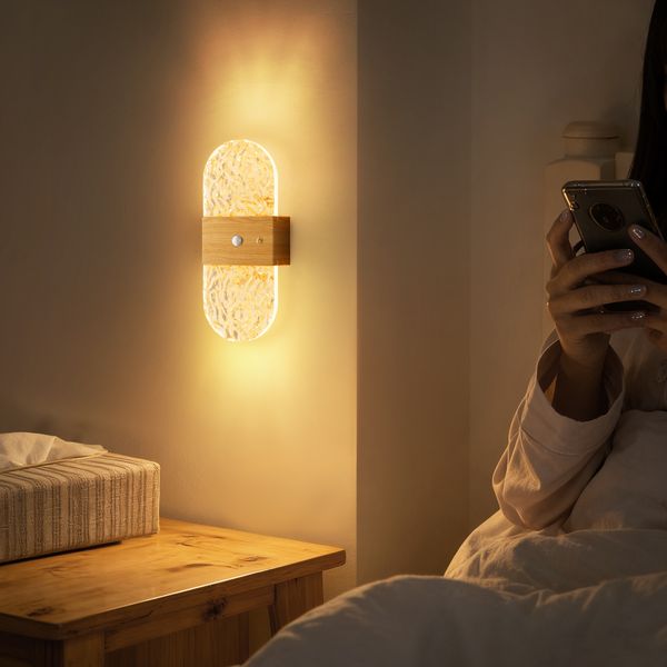 

Water Ripple Magnetic Rechargeable Wall Lamp Motion Sensor Punch Free Creative Decorative Atmosphere Night Light For Bedroom Hallway