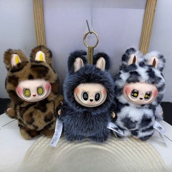 

Labubu Bag Charms Plush Reborn Plushie Keychain Cartoon Doll Machine Trendy Toy Bag Charm Keychains with box, #4