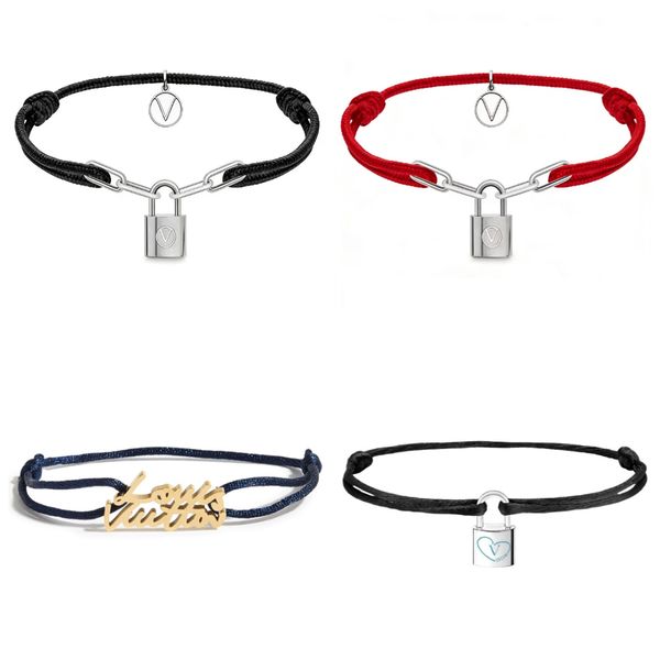 

Luxury Lock Charm Braided Bracelet for Men Women Designer Rope Bracelet Stainless Steel Fashion Wrist Jewelry Multiple Colors Available High Quality