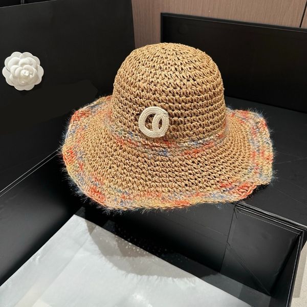 

Hats Designers Women Spring Hats Wide Brim Bucket Hat Woman Cap Woven Grass Fisherman Chapeau Breathable Sunscreen Large Brim Beach Vacation, Multi