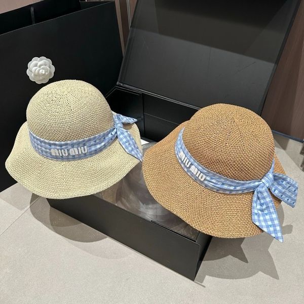 

Bucket Hat Designer Casquette Luxe Women Woven Grass Wide Brim Fisherman Hat Men and Women Summer Breathable Sunscreen Large Brim Beach Vacation, Brown