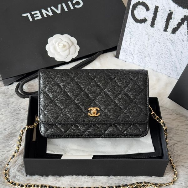 

Designer bag shoulder bag Luxury bag chain handbag high quality diagonal cross bag woc 19 caviar sheepskin style women's bag with box wallet, #26-19cm