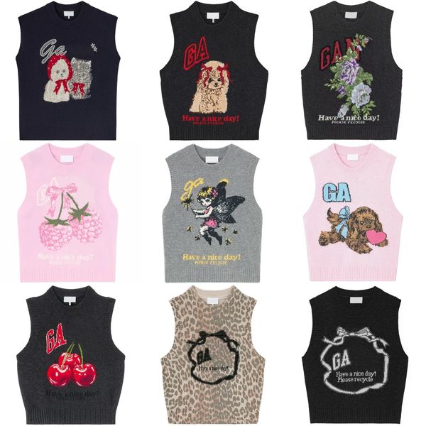 

26ss High Quality Wool Vest Women Designer Round Neck Sweaters Pullover Gilet Fashion Vests Tops, Gray