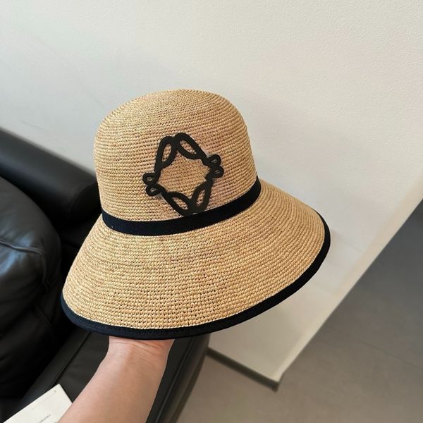 

Hats Designers Straw Hat Women Designer Bucket Hat Woven Grass Wide Brim Fisherman Hat Chapeau Summer Breathable Sunscreen Large Brim Beach Vacation, Brown