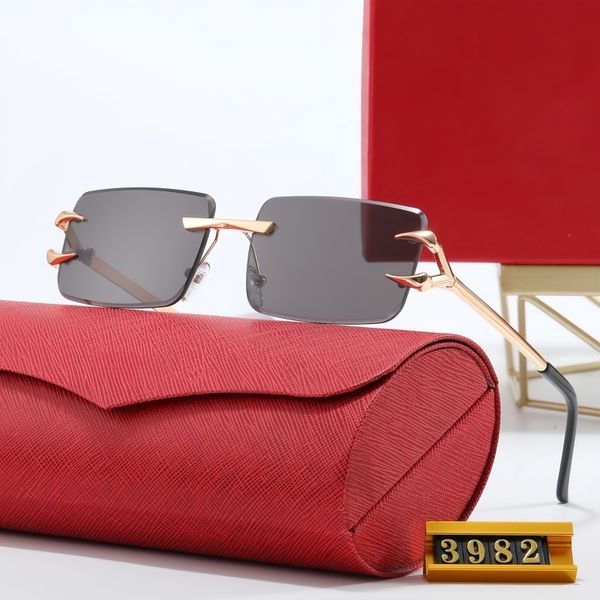 

Designer sunglasses women men luxury frameless beveled sunglasses UV400 for beach travel top quality lunettes de soleil with box 3982