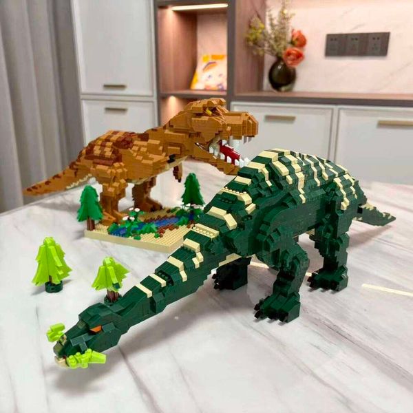 KNEW BUILT T-rex Stegosaurus Micro Mini Building Block Toys-Puzzle DIY Assembly Toy,Create Dinosaur Word,Holiday Gift for Kids