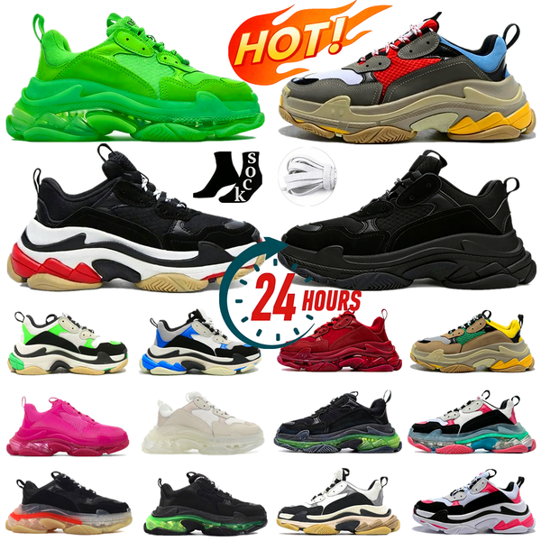 Designer Shoes Triple S Men Luxury Designers Sneakers Women Platform Leather Casual Shoe Low Top Lace Up Sneakers With Clear Sole New Trainers