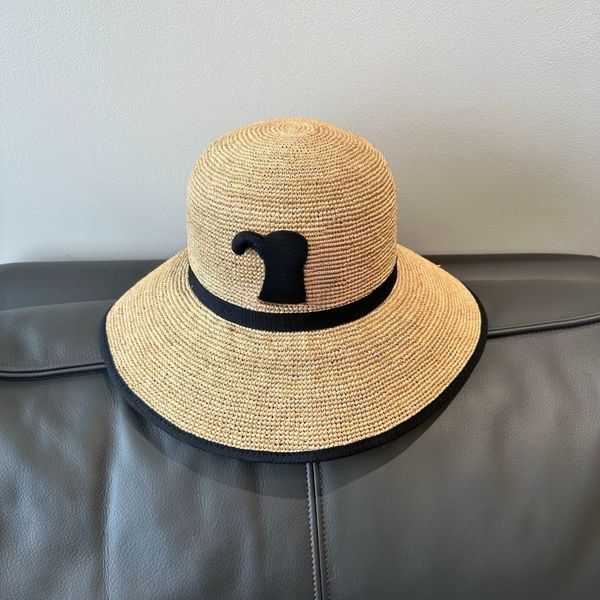 

Spring Hat Straw Hat Designers Hats Women Woven Grass Wide Brim Fisherman Hat Chapeau Summer Breathable Sunscreen Large Brim Beach Vacation, Black