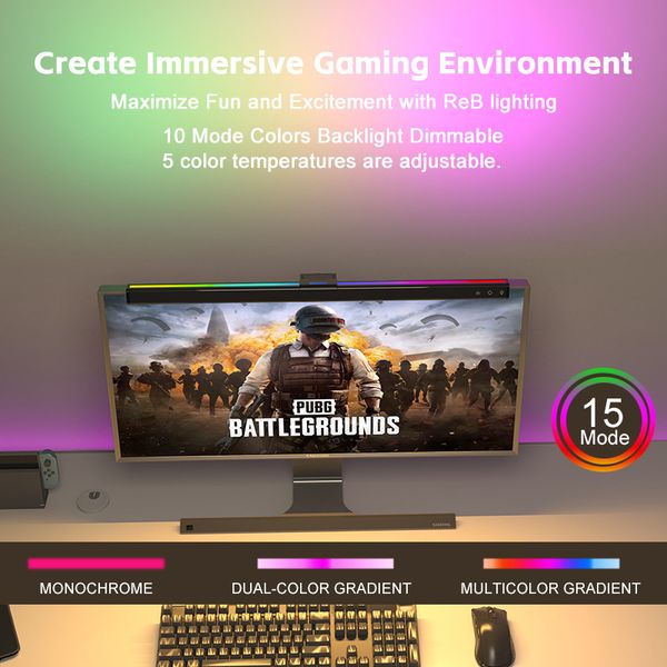 

Anti-Blue Light Asymmetric LED Monitor Light Bar with RGB Backlight