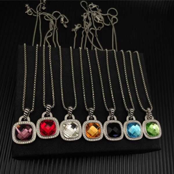 

Luxury Diamond Pendant Necklace European American Style Twisted Rope Chain Necklace Elegant Women's Evening Jewelry 14mm Main Stone Necklace Party Gift