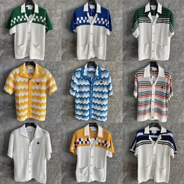 

Luxury knitted designer shirts men and women loose button up shirt hawaiian summer ourwear, As shown in figure 03