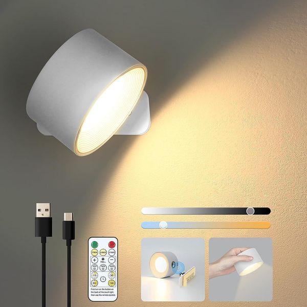 

360 Degree Rotatable Magnetic Rechargeable LED Wall Sconce with Touch Control