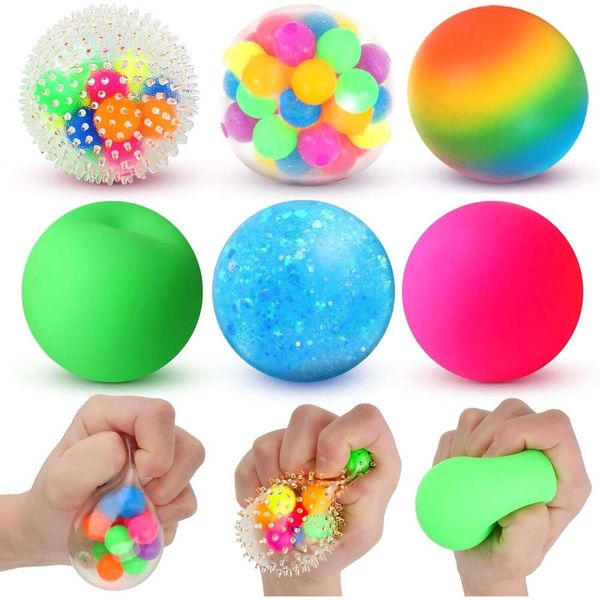 

6 Set Squishy Sensory Stress Squeezing Balls forAdults: Best Calming Tool to Relieve Anxiety, Vent Mood and Improve Focus, Easter Basket for Kids, Goodie Bag 275, Yellow