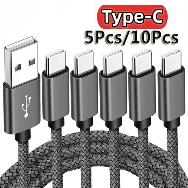 USB Type C Cable Date Sync 2.4A Fast Charging Nylon Braided Wire Charger Cable For Samsung Huawei Android Mobile Phone 1M 2M 3M