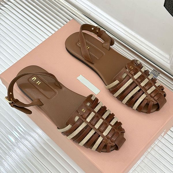 

Designers new style Nappa suede leather sandals Lightweight ultra flat woven leather craftsmanship summer sandal everyday comfort TPU sole Outdoor casual sandals, 22222#2