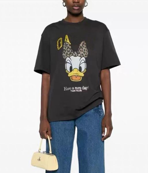 

26ss Top Quality Luxury Designer Summer Cotton T- shirt galo New Niche Classic Pattern Print Women Casual Versatile Short Sleeve Crew Neck Loose Pullover Beach Tees tn, Orange