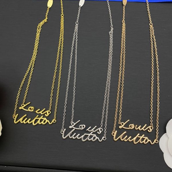 

Designer Necklace Pendant Earrings Bracelet Womens Layered Chain Gold Plated Pendant Necklace Design Jewelry Luxury Gift