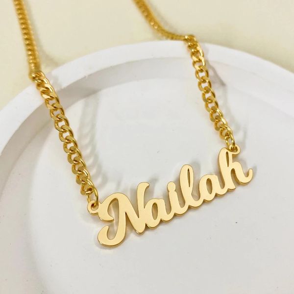 Customized Name Necklace Personalized Stainless Steel Cuban Chain Letter Nameplate Necklace Jewelry Set Gift 260321