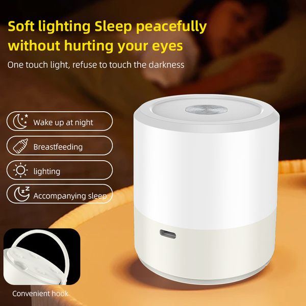 

Rechargeable Touch Sensor Night Light, Eye-Caring Soft Table Lamp for Baby Nursing, LED Bedside Lamp for Study Reading