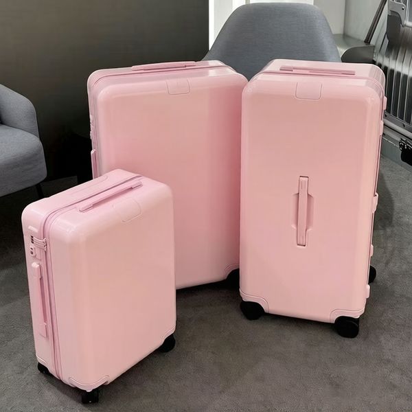 

Ballet Pink Designer Suitcase Luxury Luggage with Wheels Boarding Case Trunk Case Polycarbonate Large Capacity Suitcases Unisex Trolley Box, White