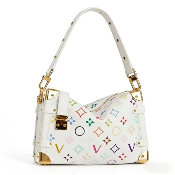 

High quality designer bag tote bag Luxury Bag Shoulder bag Crossbody Bag murakami Women Monogram Coated Canvas Rainbow Hues Bow Padlock Accents Adjustable Strap bag, Color7