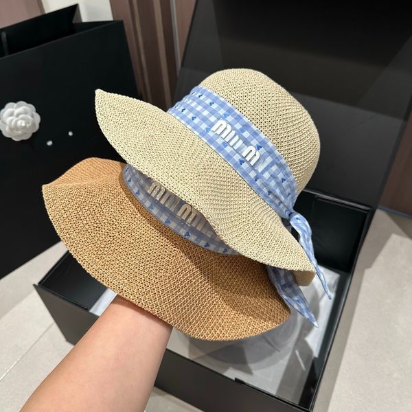 

Designer Wide Brim Hats Braid For Women Letters Woven Bow Scarf Straw Summer Beach Vacation Sun Women Straw Hat, Black