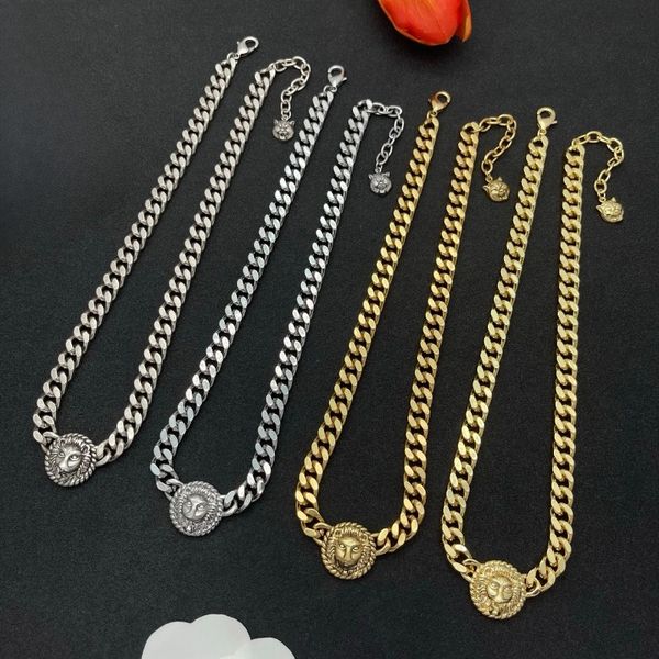 

Designer Style Necklace Chains Lion Head Unisex Cuban Link Necklace Vintage Punk Hip-Hop Pendant Chain Necklace Daily Wear European American Fashion Jewelry