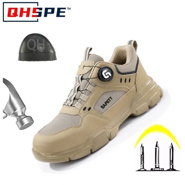 GUYISA Mens Safety Shoes Breathable Anti Smash LightComfortable Khaki 55 260410