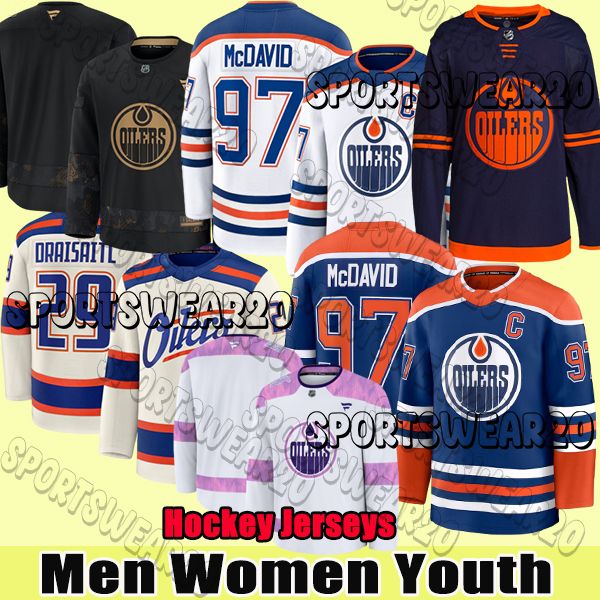 Edmontons jersey 97 Connor McDavid 29 Leon Draisaitl Zach Hyman Patrick Kane Oilers Hockey Jerseys
