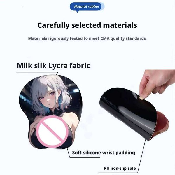 Anime 3D Mouse with Soft Rest Support Anti-Slip Cute Stereo Cartoon Wrist Pad for Office Gaming Pain Relief