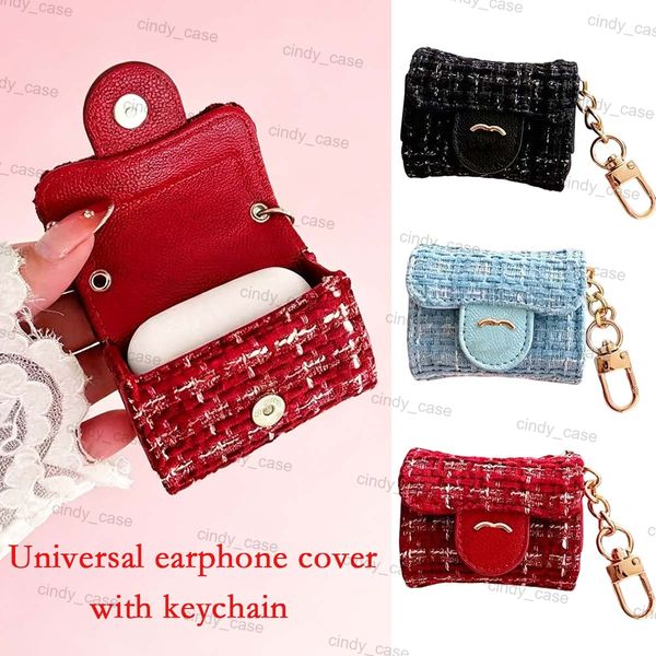 Protective Case for Airpods 4 Pro 3 2 1 Universal Earphone Cover Mini Bag with Keychain Designer Airpods Pro 3 Earphone Shell Chain Charm Headset Packet Hook