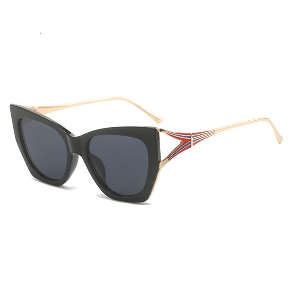 High Quality large-frame cat-eye sunglasses, European and American style, unique metal Paris Tower hip-hop oversized fashion PC sunglasses