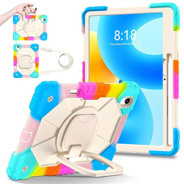 Compatible MatePad 115-inch two-tone silicone shoulder strap protective case with PC wristband stand tablet cover C260805