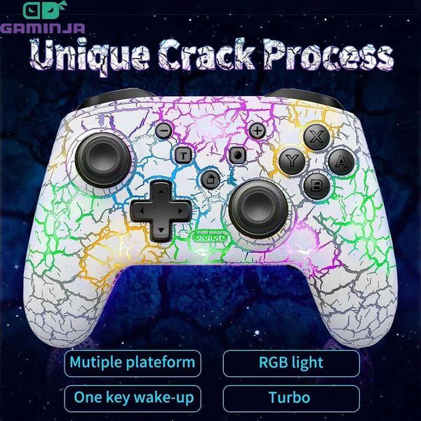 GAMINJA Wireless Gamepad LED CRACK PROCESS For Nintendo Switch TV Box PS3 Joystick Controller Six axis gyroscope Dual Vibration S260506