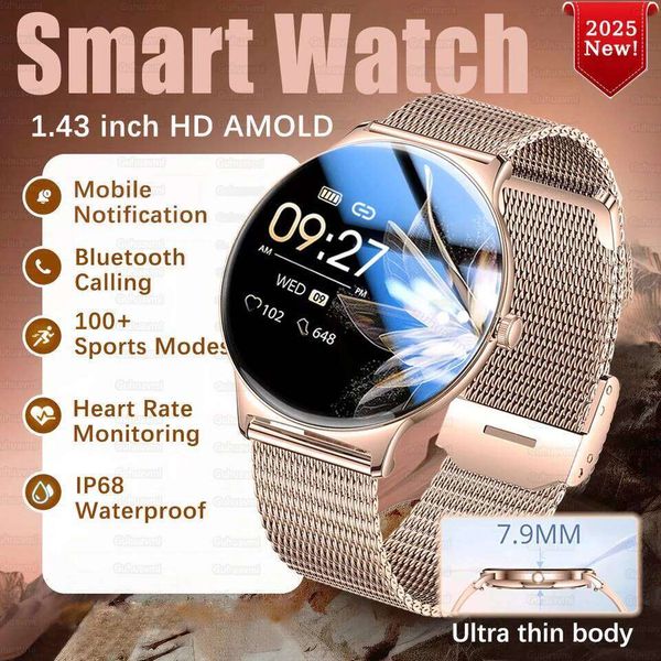 2025 New Smart Watch For Women Gift 1.43 Inch Full Touch Screen Sports Fitness Watches BT Calls Digital Smartwatch Ladies 26H0508