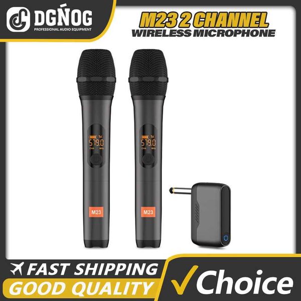 M23 UHF 2-Channel Wireless Microphone Karaoke System with Rechargeable Receiver Wireless Handheld Microphone for Church Parties S260508