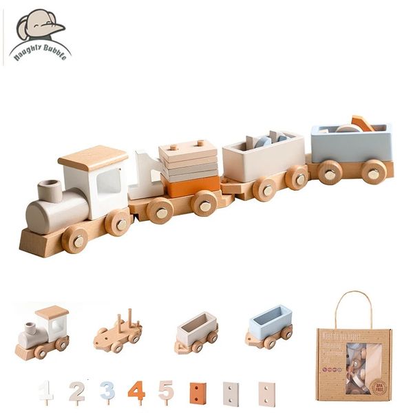 Wooden Train Birthday Toy Montessori Toys Baby Educational Trolley Learning Number Of Wood Babys 260508BJ