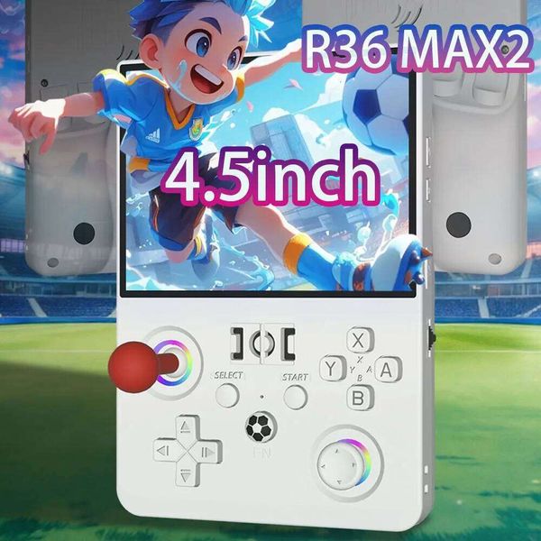 New R36 Max2 Retro Handheld Game Console Linux System 4.5 Inch IPS Screen 64G/128G Portable Pocket Player Built-in 18000+ Games W260511