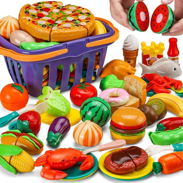 Children Simulation Kitchen Toys Set Pretend Play Fruit Vegetable Pizza Cutting Early Education Toys for Kids Play House Game S260508ISTU
