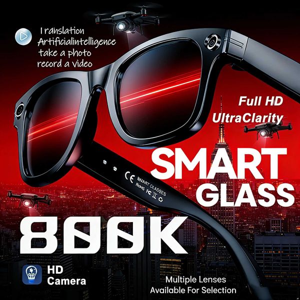 AI Smart Glasses 2026 Camera 8K 1080P HD Ultra ChatGPT Power Bank 32GB Translation Music Video Sunglasses Smartglasses T260512