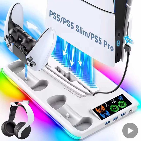 Game Stand For PS5 Console Playstation Play Stations PS 5 Slim Pro Support Base Holder Cooler Fan RGB Gaming Accessories T260512