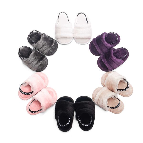 6-color furry sandals baby shoes 0-1 year old baby soft-soled toddler shoes L022L260511